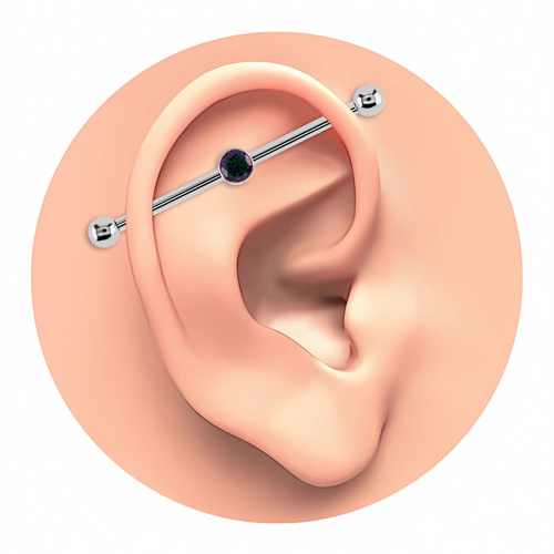 Накрутка-соединитель с фианитом для Индастриала 1.6 мм фото 4